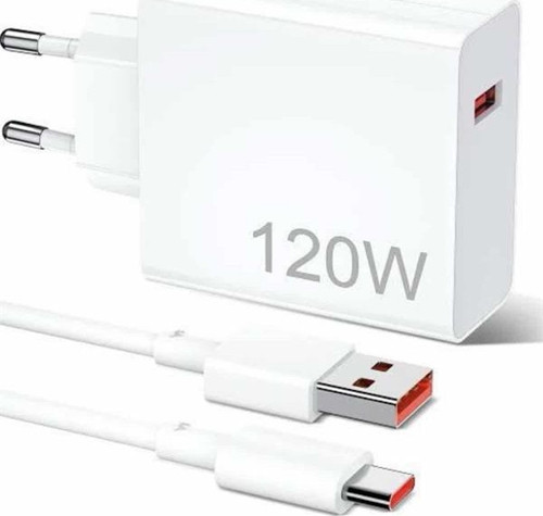 120W Şarj Aleti Hızlı Çift Turbo Şarj Aleti Seti Beyaz