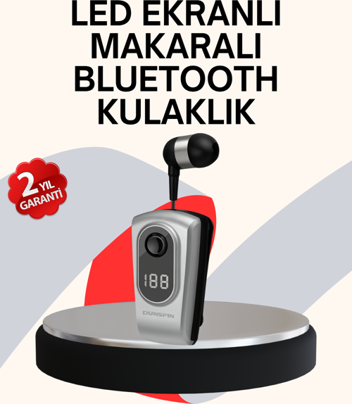 Profesyonel Bluetooth Kulaklık – Klipsli, Titreşimli, Dijital Göstergeli