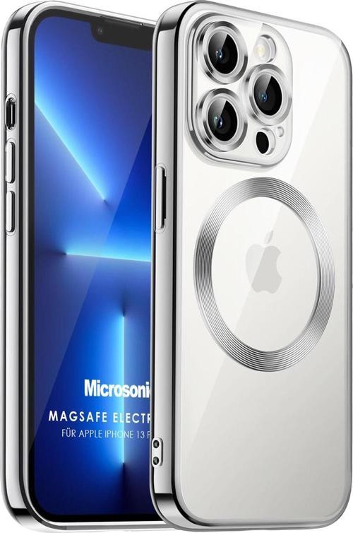 Apple iPhone 13 Pro Max Kılıf MagSafe Luxury Electroplate Gümüş