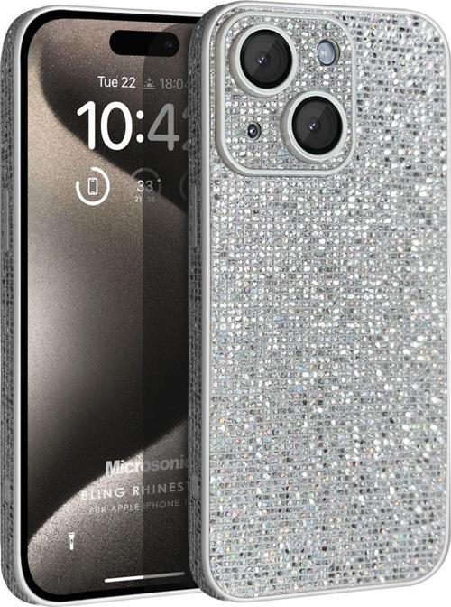Apple iPhone 15 Kılıf Bling Rhinestones Gümüş