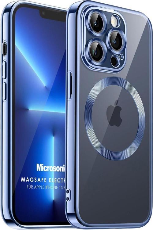 Apple iPhone 13 Pro Max Kılıf MagSafe Luxury Electroplate Mavi