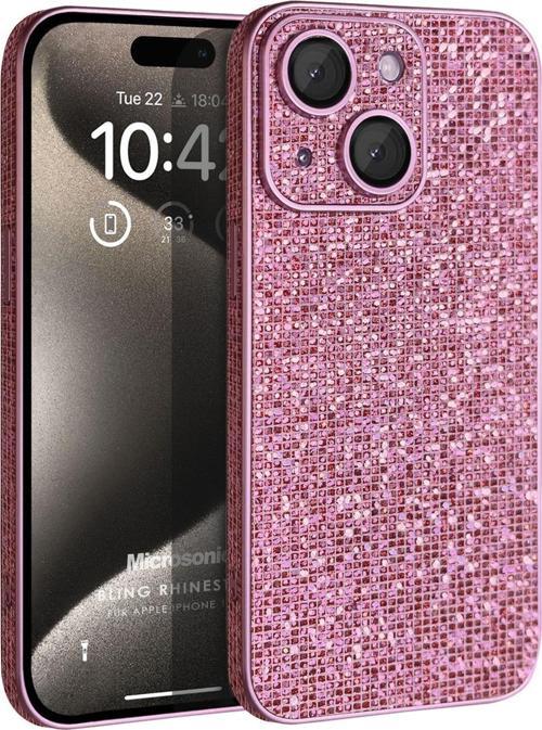 Apple iPhone 15 Kılıf Bling Rhinestones Pembe