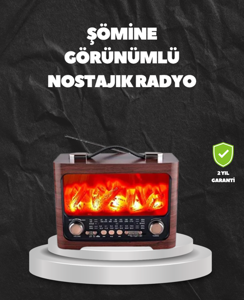 Solar Şarjlı Şömine Işıklı Bluetooth Hoparlör – Radyo, USB, TF Kart Destekli