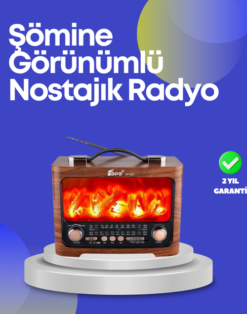 Taşınabilir Kamp Hoparlörü – Solar Şarjlı, Şömine Efektli, 7W Güçlü Ses