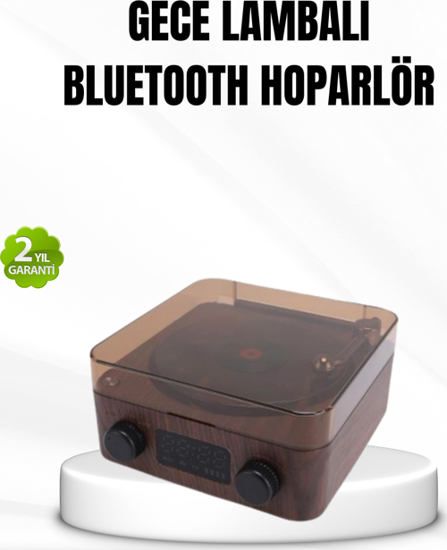 Bluetooth Hoparlörlü Gece Lambası Dijital Saat ve Ambiyans Işığı Çok Amaçlı