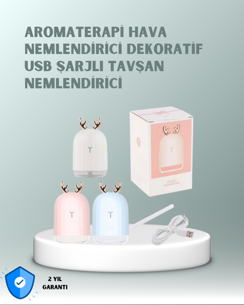 200 ml Tavşan Kulaklı Ultrasonik Hava Nemlendirici ve Gece Lambası