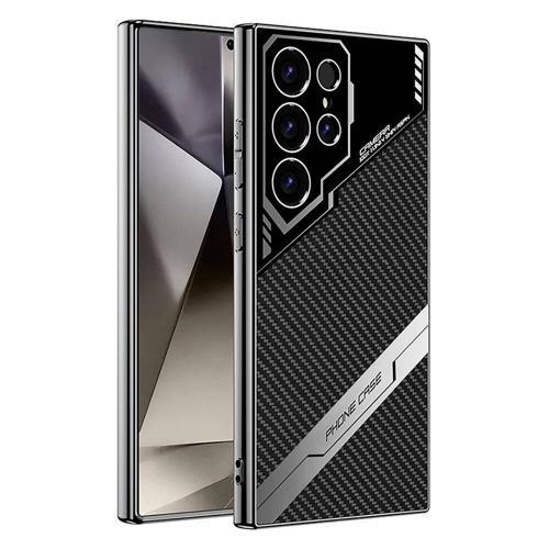 Galaxy S24 Ultra Kılıf Kamera Korumalı Karbon Tasarım MKST Yeni Seri Procase Kapak-Siyah Karbon