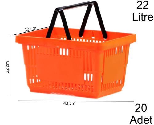22 Litre Plastik Market Alışveriş El Sepeti Turuncu 1 Koli:20 Adet