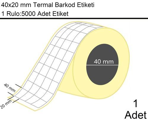 40x20 mm Termal 4'lü Ürün Barkod Etiketi 5000'li Sarım 1 Rulo Etiket