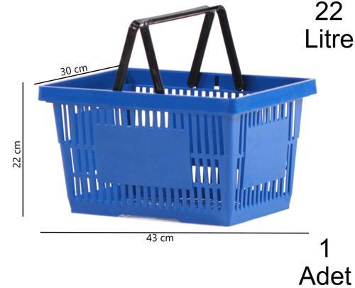 22 Litre Plastik Market Alışveriş El Sepeti Mavi 1 Adet