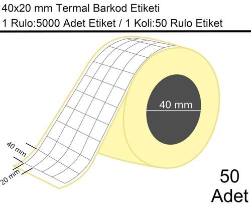 40x20 mm Termal 4'lü Ürün Barkod Etiketi 5000'li Sarım 50 Rulo Etiket