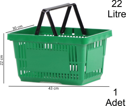 22 Litre Plastik Market Alışveriş El Sepeti Yeşil 1 Adet