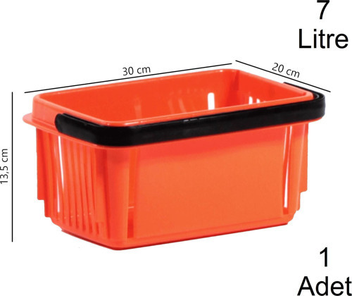 7 Litre Plastik Kozmetik Alışveriş El Sepeti Turuncu 1 Adet