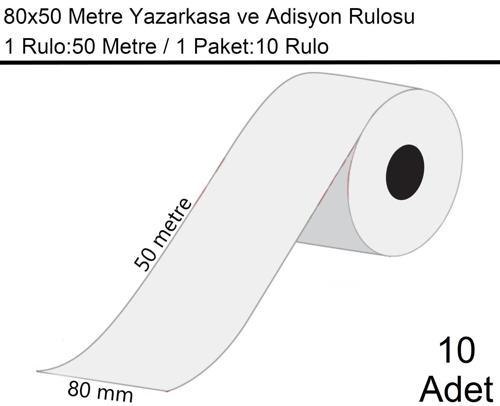 80x50 Metre Termal Yazarkasa ve Adisyon Rulosu 1 Paket:10 Adet Rulo