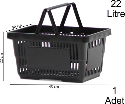 22 Litre Plastik Market Alışveriş El Sepeti Siyah 1 Adet