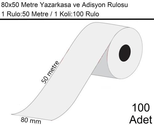 80x50 Metre Termal Yazarkasa ve Adisyon Rulosu 1 Koli:100 Adet Rulo
