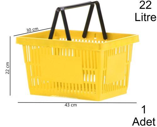 22 Litre Plastik Market Alışveriş El Sepeti Sarı 1 Adet