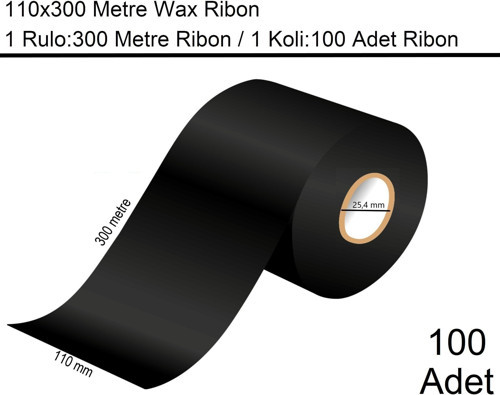 110x300 Metre Wax Ribon 1 Koli:100 Adet