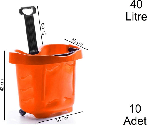 40 Litre 2 Tekerlekli Plastik Alışveriş El Sepeti Turuncu 1 Koli:10 Adet