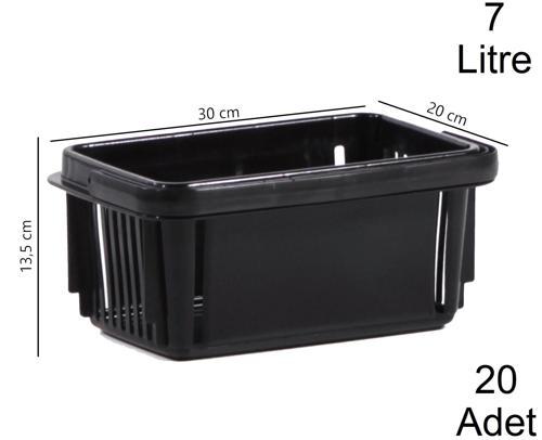 7 Litre Plastik Kozmetik Alışveriş El Sepeti Siyah 1 Koli:20 Adet