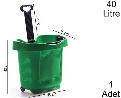 40 Litre 2 Tekerlekli Plastik Alışveriş El Sepeti Yeşil 1 Adet