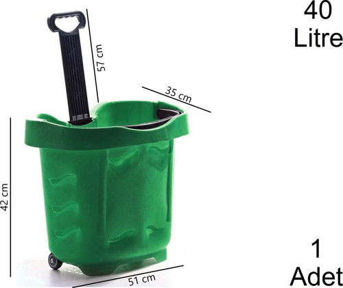 40 Litre 2 Tekerlekli Plastik Alışveriş El Sepeti Yeşil 1 Adet