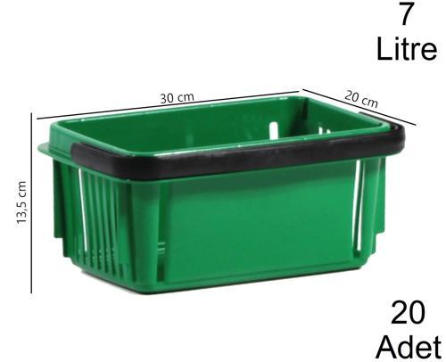 7 Litre Plastik Kozmetik Alışveriş El Sepeti Yeşil 1 Koli:20 Adet