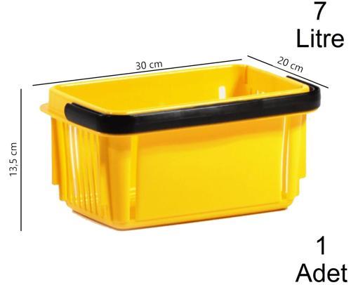 7 Litre Plastik Kozmetik Alışveriş El Sepeti Sarı 1 Adet