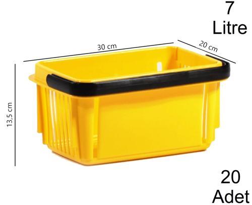 7 Litre Plastik Kozmetik Alışveriş El Sepeti Sarı 1 Koli:20 Adet