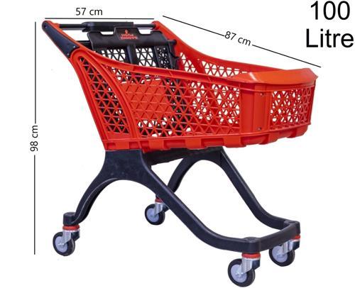 Kartal Plastik Market Alışveriş Arabası 100 Litre Kırmızı