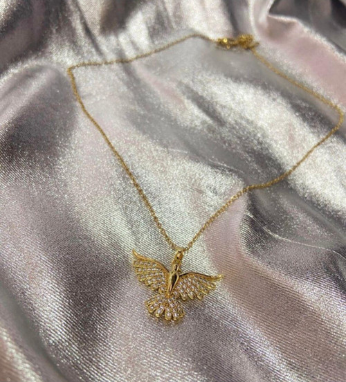 Anka Kuşu Kolye Gümüş Ve Gold Renk