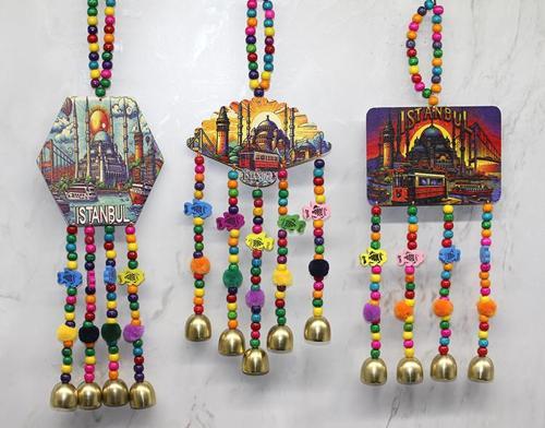 İstanbul Temalı Renkli Boncuklu Asmalı Rüzgar Çanı