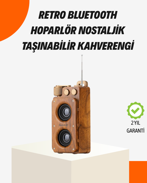 Ahşap Tarzı Kablosuz Hoparlör 5W Güçlü Bass TF USB AUX