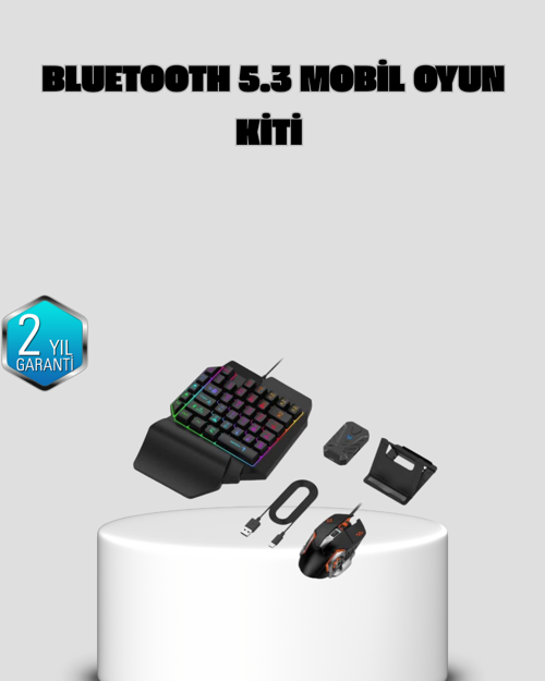 Bluetooth 5.3 Mobil Oyun Konsolu Dönüştürücü Seti 5 Parça Klavye Mouse Kit