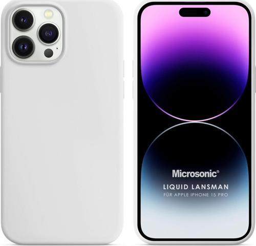 Apple iPhone 15 Pro Kılıf Liquid Lansman Silikon Beyaz
