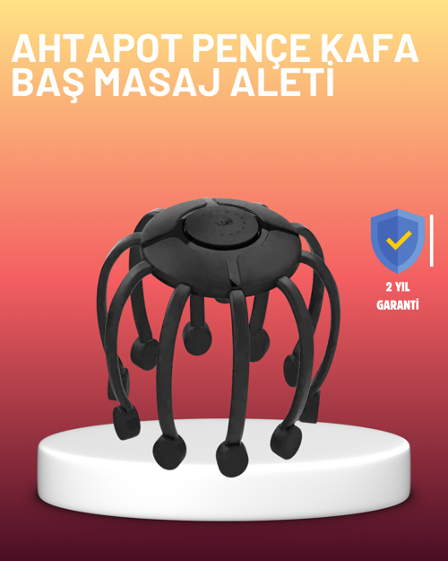 USB Şarjlı Kafa Masaj Aleti 3 Modlu 8 Başlıklı Stres Giderici