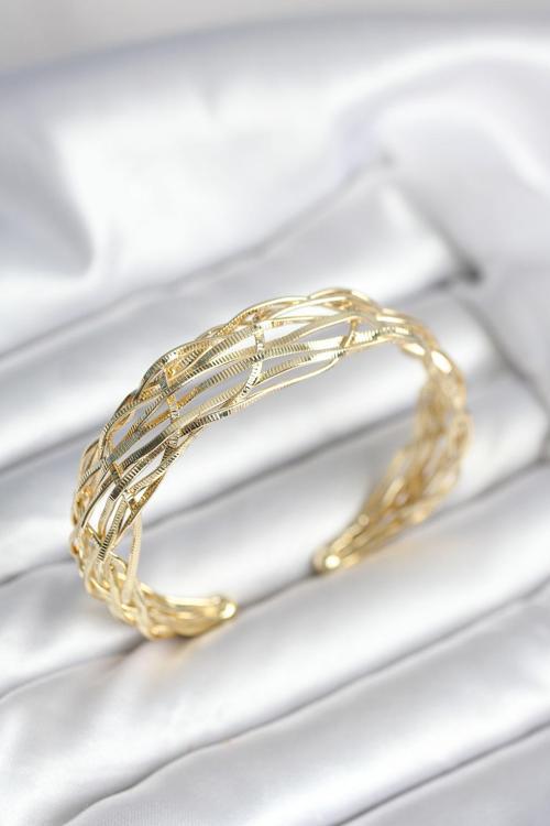 Gold Renk Pirinç Vintage Kadın Bileklik - EBJ251010W38195