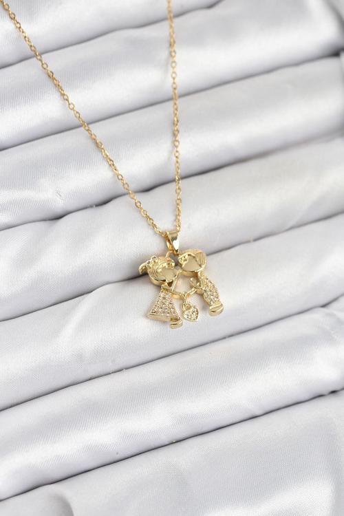 Zincir Gold Renk Erkek Kız Model Kadın Kolye - EBJ251025W38305