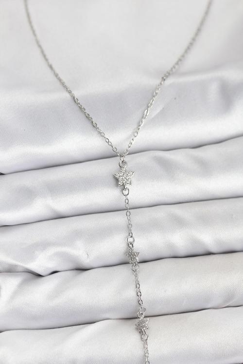 Zincir Gümüş Renkli Yıldız Model Kadın Y Kolye - EBJ251115W38404