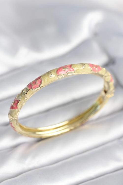 Yeşil Krem Renk Detaylı Mineli Kelepçe - EBJ251010W38145