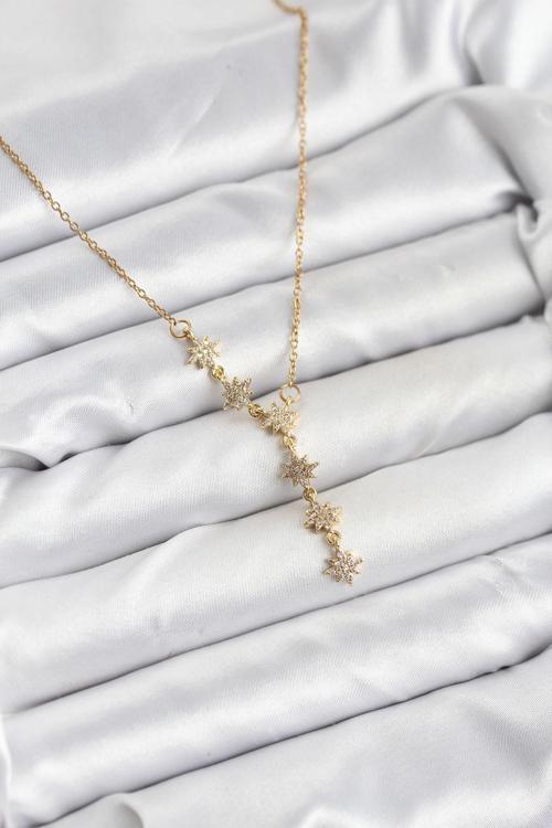 Zincir Gold Renk Kutup Yıldızı Model Kadın Kolye - EBJ251115W38399