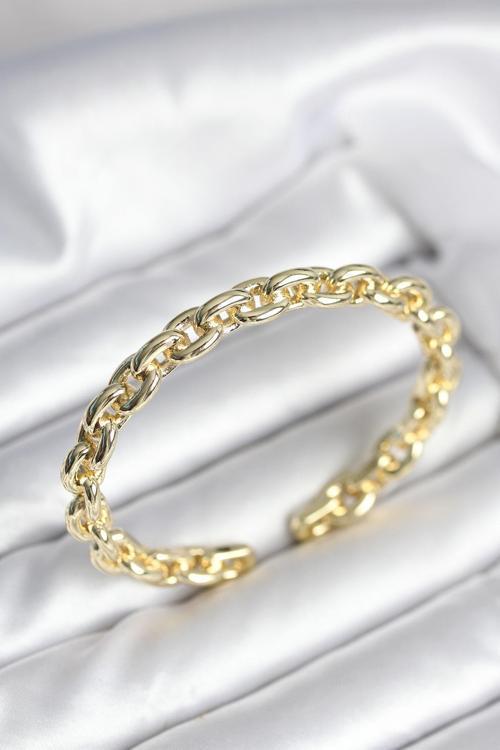 Zincir Model Gold Renk Pirinç Kadın Bileklik - EBJ251010W38188