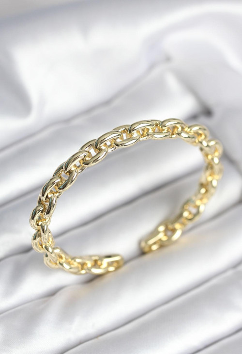 Zincir Model Gold Renk Pirinç Kadın Bileklik - EBJ251010W38188