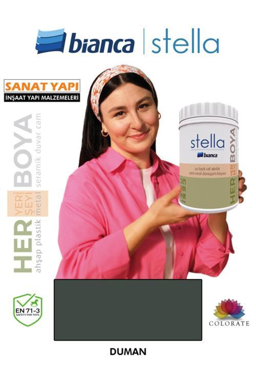 Stella Su Bazlı Boya Fayans-Mermer-Tezgah-Kapı-Dolap-İç Cephe-Dönüşüm-Mutfak-Banyo-Plastik-Ahşap Duman 1 Litre