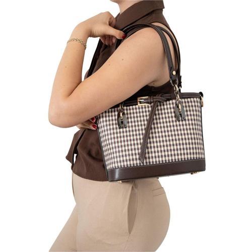 Kadın Omuz Çantası 1155-47371 SILVER POLO BAYAN ÇANTASI M191 KAHVE SARI-MAT KAHVE