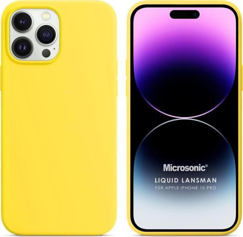 Apple iPhone 15 Pro Kılıf Liquid Lansman Silikon Sarı