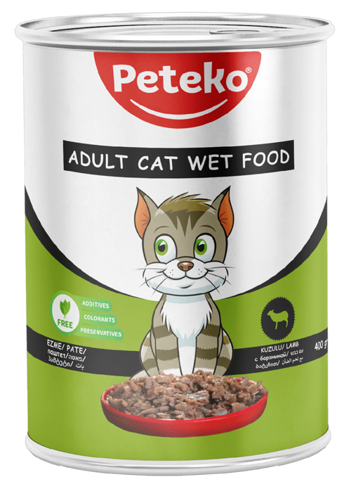 PETEKO 12 ADET PATE YETİŞKİN KEDİ YAŞ MAMASI KUZULU