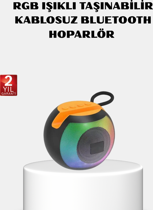RGB Işıklı Bluetooth Hoparlör – 360° Stereo Ses ve 8 Saat Çalma Süresi
