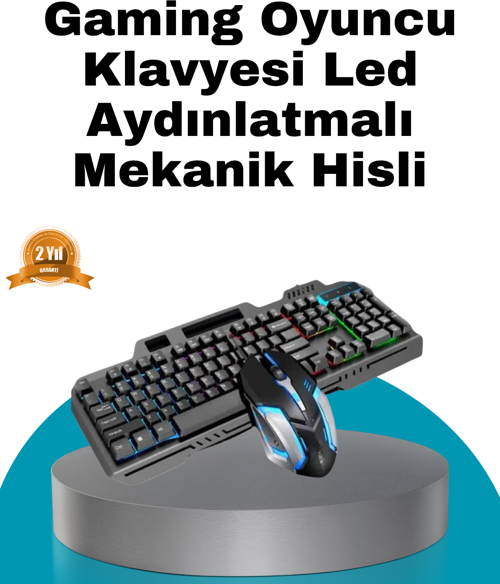 Mekanik Oyuncu Seti – LED Işıklandırma ve Ergonomik Mouse