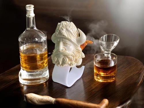 El Yapımı Viking Figürlü Lületaşı Pipo – %100 Doğal Lületaşı, Kehribar Ağızlıklı, Nordic Conqueror